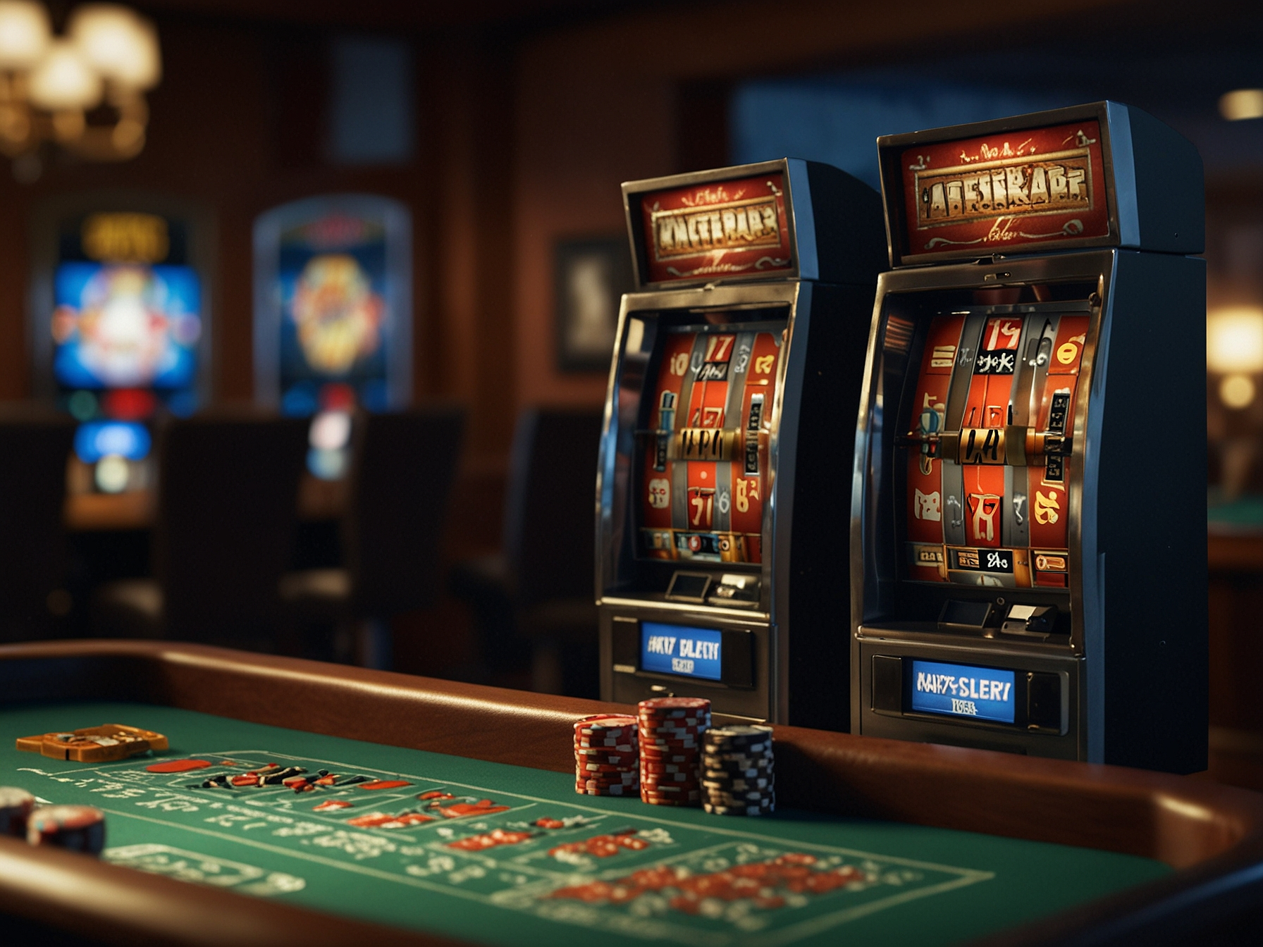 Casino games montage with slot reels and dealer